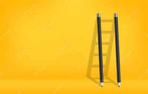 Premium Vector Pencils With Shadow Of Ladder Background Stair Of