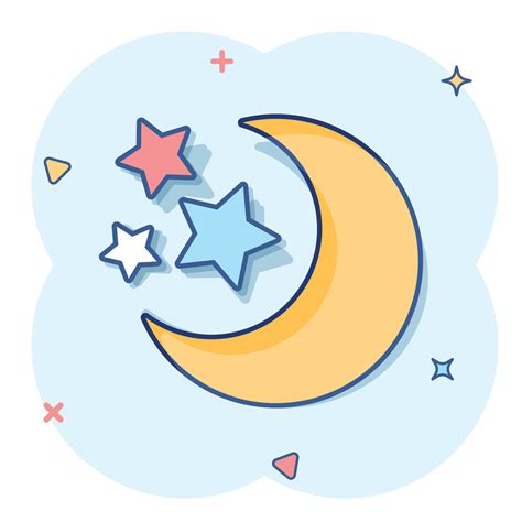 Icono De Luna Y Estrellas Nocturnas De Dibujos Animados Vectoriales En