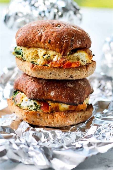 Vegetarian Breakfast Sandwich With Spinach And Feta Hey Nutrition Lady