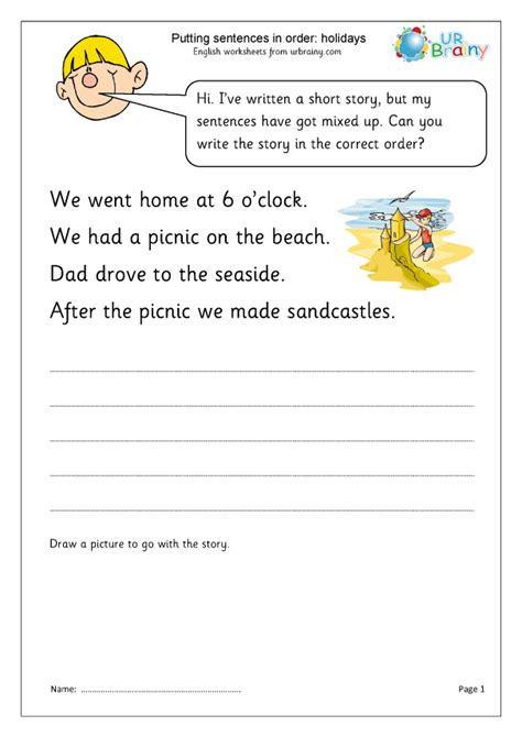 Putting Sentences In Order Worksheets Put The Words In The Correct