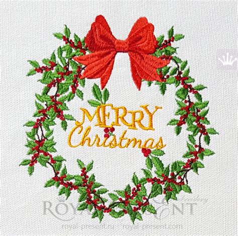 Christmas Mistletoe Wreath Machine Embroidery Design 4 Sizes Etsy