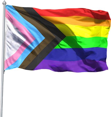 Amazon Com Qaxlry Progress Pride Rainbow Flag X Ft Outdoor Bisexual Lgbtq Non Binary