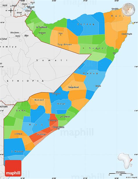 Political Simple Map Of Somalia Single Color Outside Borders And Labels