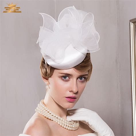 Lady Wedding White Pillbox Hat With Bowknot Summer Fedora Linen Cap Women Hair Accessories Linen