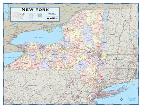 New York Counties Wall Map By Mapsales