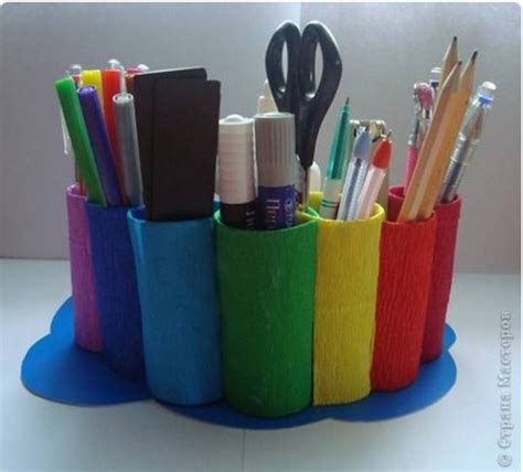 Diy Rainbow Desk Organizer From Toilet Paper Rolls The Idea King