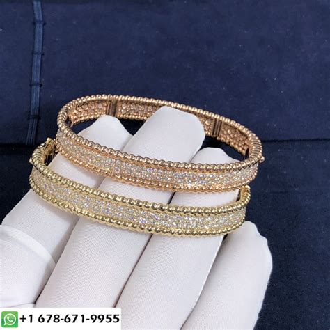 Van Cleef And Arpels Perlée 3 Rows Diamonds Bracelet Custom Made In 18k