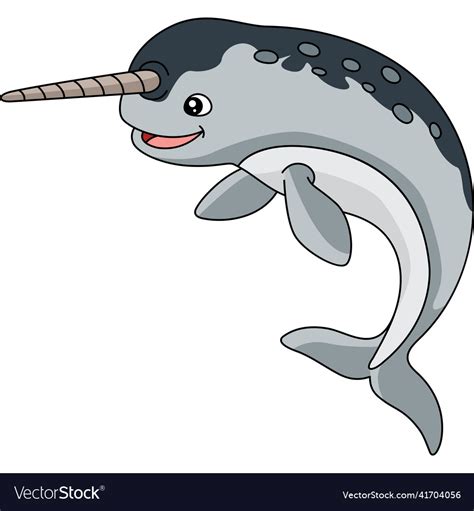 Narwhal Cartoon Colored Clipart Royalty Free Vector Image