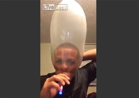 this dude stretched a condom over his head and hotboxed it and it goes pretty much how you
