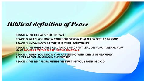 Biblical definition of Peace - YouTube