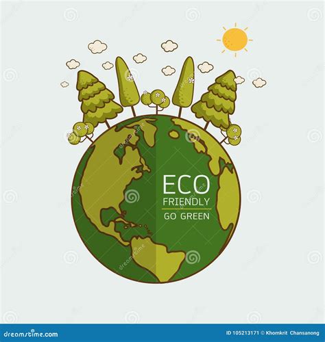 Ecology Concept With Green Eco Earth Stock Vector Illustration Of