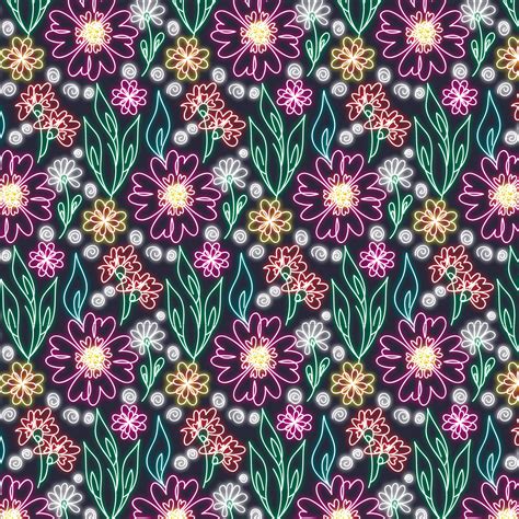 This floral collection set is. Vector Neon Floral Seamless Pattern - Download Free ...