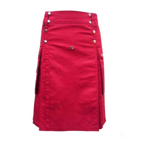 Red Utility Kilt For Active Men Made In 100 Cotton Ayaan Products