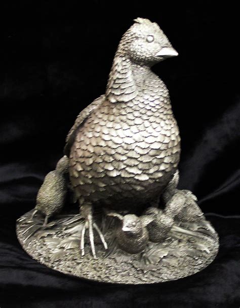 Franklin Mint Pewter Grouse Time Sculpture From Villageantiquesllc On
