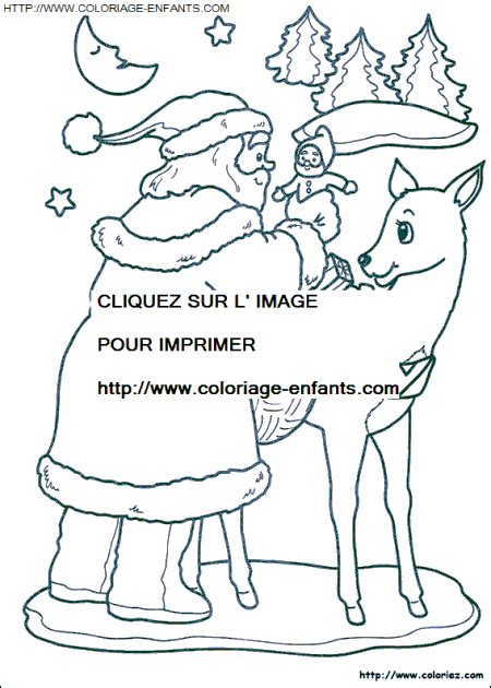 Coloriage Fetes Noel Pere Noel Rennes gratuit à colorier  Fetes Noel