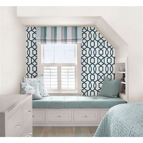 Nus3562 navy saybrook, novelty peel and stick wallpaper. NuWallpaper Navy Grand Trellis Peel And Stick Wallpaper ...