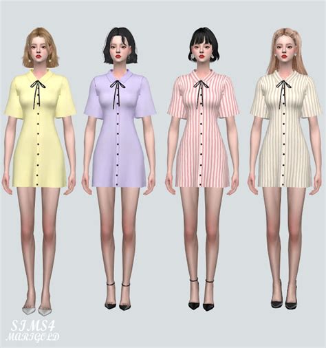 Ww 2 S Ribbon Mini Dress From Sims4 Marigold • Sims 4 Downloads