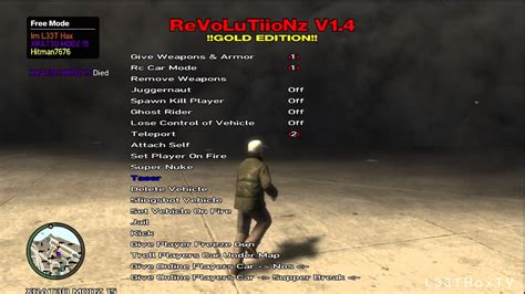 Mod menu is present on xbox one. GTA IV ReVoLuTiioNz v1.4 Mod Menu - ISO (Xbox 360) - YouTube