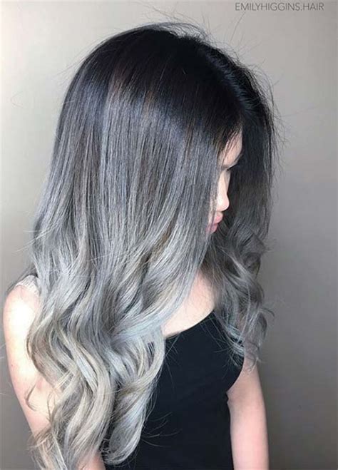 Shoulder length black hair with silver tips. 85 Silver Hair Color Ideas and Tips for Dyeing ...