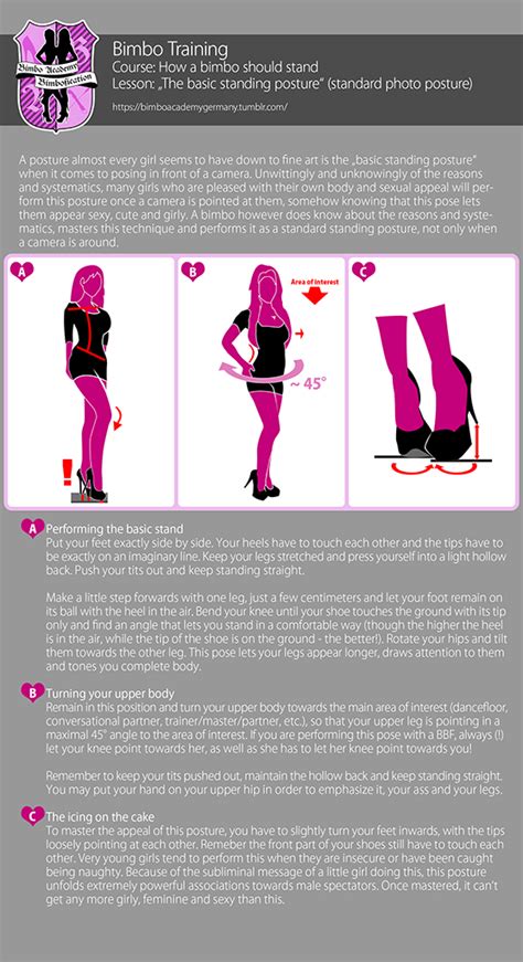 Bimbo Training How A Bimbo Should Stand “the Basic Standing Posture” Pink Bimbo Academy