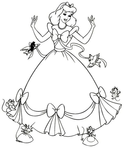 Cinderella Dress Mice Coloring Page Cinderella Coloring Pages Disney