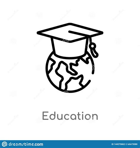 Outline Education Vector Icon Isolated Black Simple Line Element