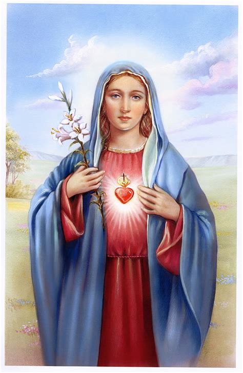 Religious Sacred Heart Of Virgin Mary Painting By Patrick Hoenderkamp