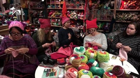 Women Knitting Pussy Hats For Trump Inauguration Protest