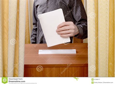 Man Votes At A Polling Station Stock Image Image Of People Office 91069217
