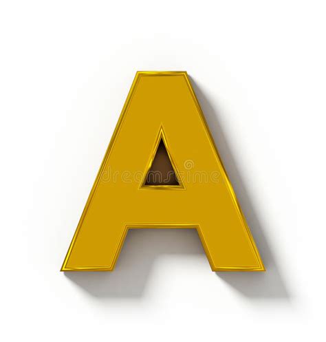 Letter A 3d Golden Isolated On White With Shadow Orthogonal Pr Stock