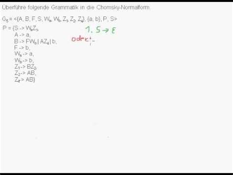 4.2 die chomsky normalform für algorithmische problemstellungen (z.b. CFG zu Chomsky-Normalform - Alg 2 Schritt 7 - leeres Wort ...
