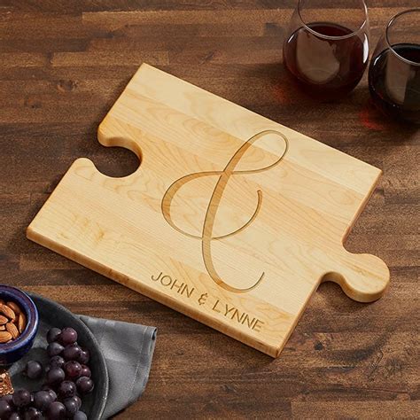 Custom Engraved Puzzle Piece Cutting Board Couples Kitchen