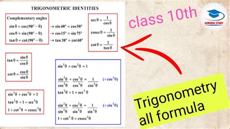 Trigonometry Trigonometry All Formula Class 10th Gurukul Study