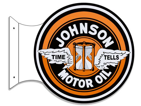 Johnson Gas And Motor Oil Double Sided Reproduction Flange Sign 15 X15 Rvg1407f Reproduction