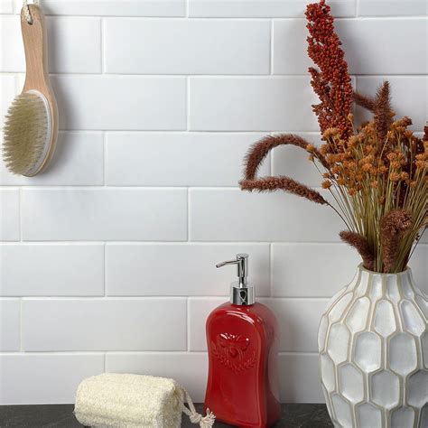 Subway tiles can be installed horizontally, vertically, or in a herringbone pattern. London White 3x9 Ceramic Tile | Ceramic subway tile, White ...