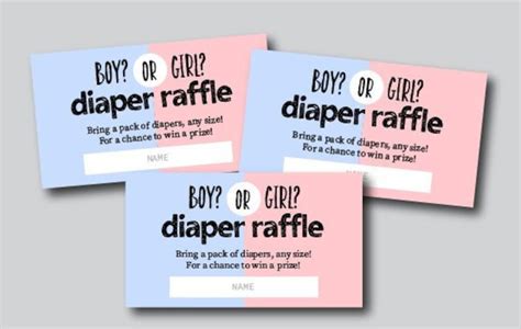 Diaper Raffle Tickets Gender Reveal Boy Or Girl Instant Etsy