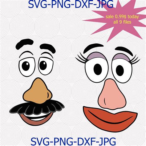 Mr And Mrs Potato Heads Vector Cut File For Cricut Silhouette Svg