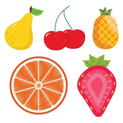 Premium Vector Fruits Clipart Set