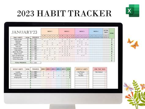 Habit Tracker Spreadsheet Excel Spreadsheet Excel Etsy