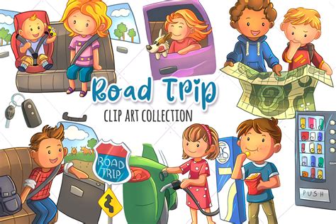 Road Trip Clip Art Collection Illustration Par Keepinitkawaiidesign