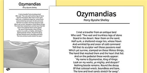 Ozymandias By Percy Bysshe Shelley Poem Teacher Made