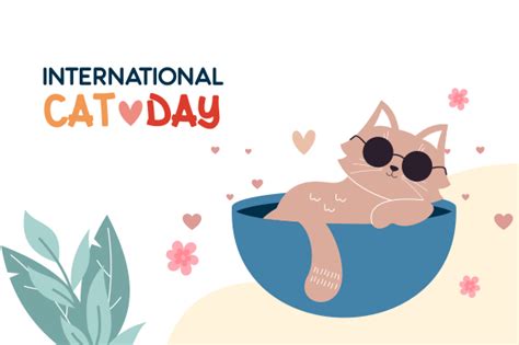 Flat International Cat Day Background Graphic By Deemka Studio