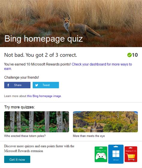 Microsoft Bing Daily Quiz