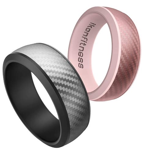 Silicone Wedding Ring For Men Women Rubber Bands Carbon Fiber Texture