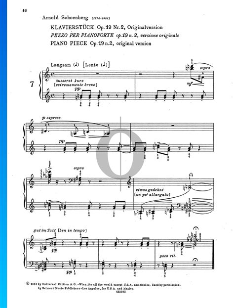 Klavierstück Op 19 Nr 2 Noten Piano Solo Von Arnold Schönberg Oktav