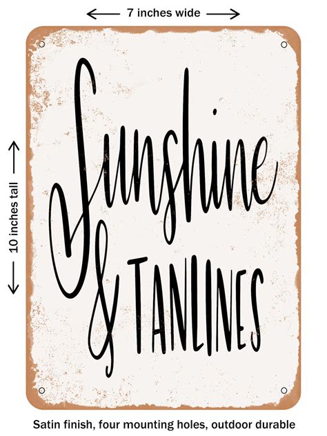Decorative Metal Sign Sunshine And Tanlines Vintage Rusty Look