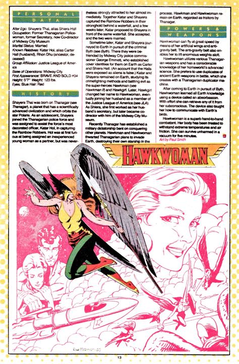 Dc Comics Showcase Whos Who Entry Hawkwoman Art By Paul Smith