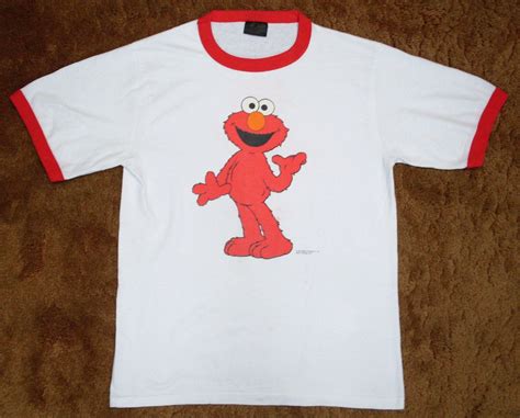 Vintage Elmo Ringer T Shirt 80s Mens Med Usa Tee Sesame Street