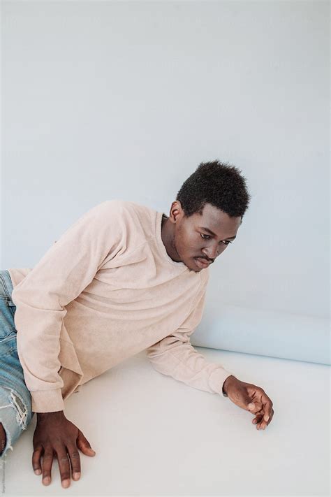 Studio Portrait Of Black Male Model Del Colaborador De Stocksy
