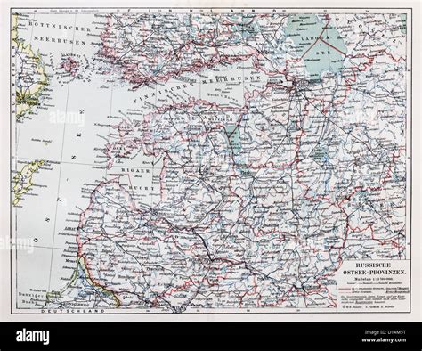 Vintage Map Of Russian Baltic Sea Provinces At The End Of 19th Century